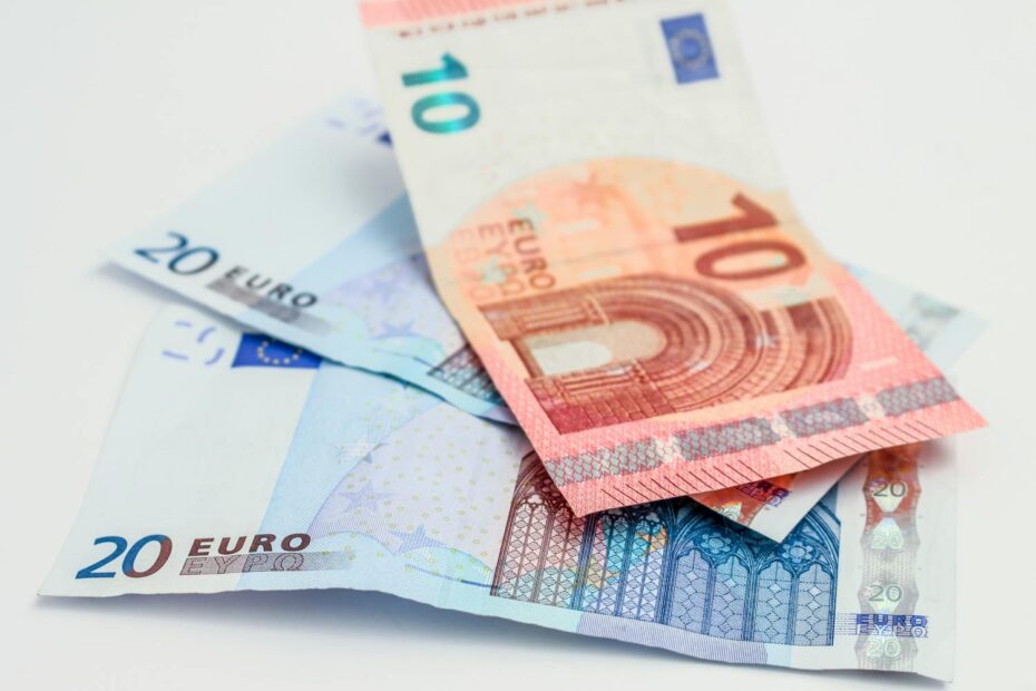 Euro banknotes on a table